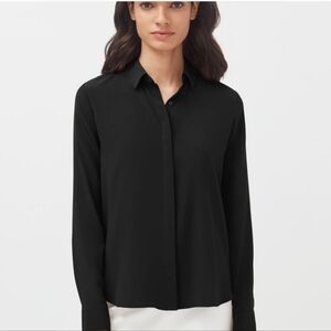 Cuyana Silk Button Down Blouse Black size XS‎